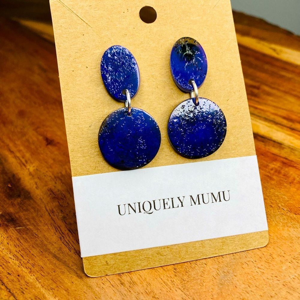 Purple/black circle earrings